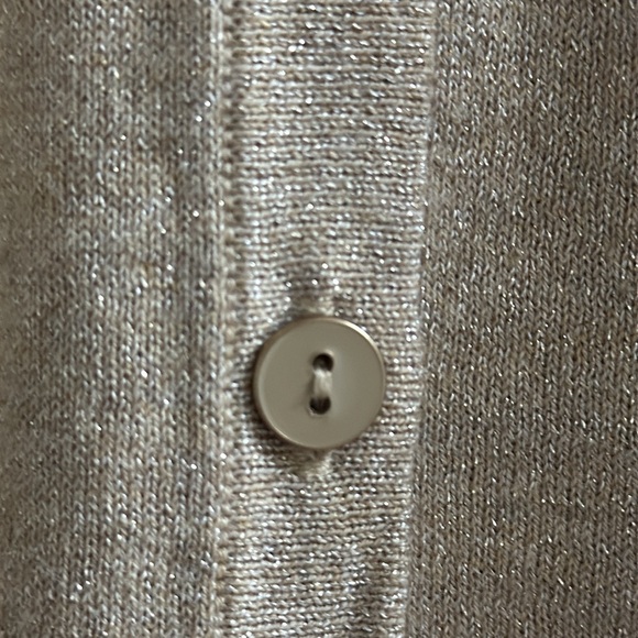 Beautiful Talbots Metallic Light Gold Pima Cotton Essential Cardigan - Picture 6 of 12